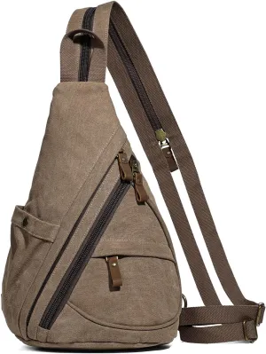 KL928 Canvas Sling Bag - Small Crossbody Backpack Shoulder Casual Daypack Rucksack for Men Women(Large Version)