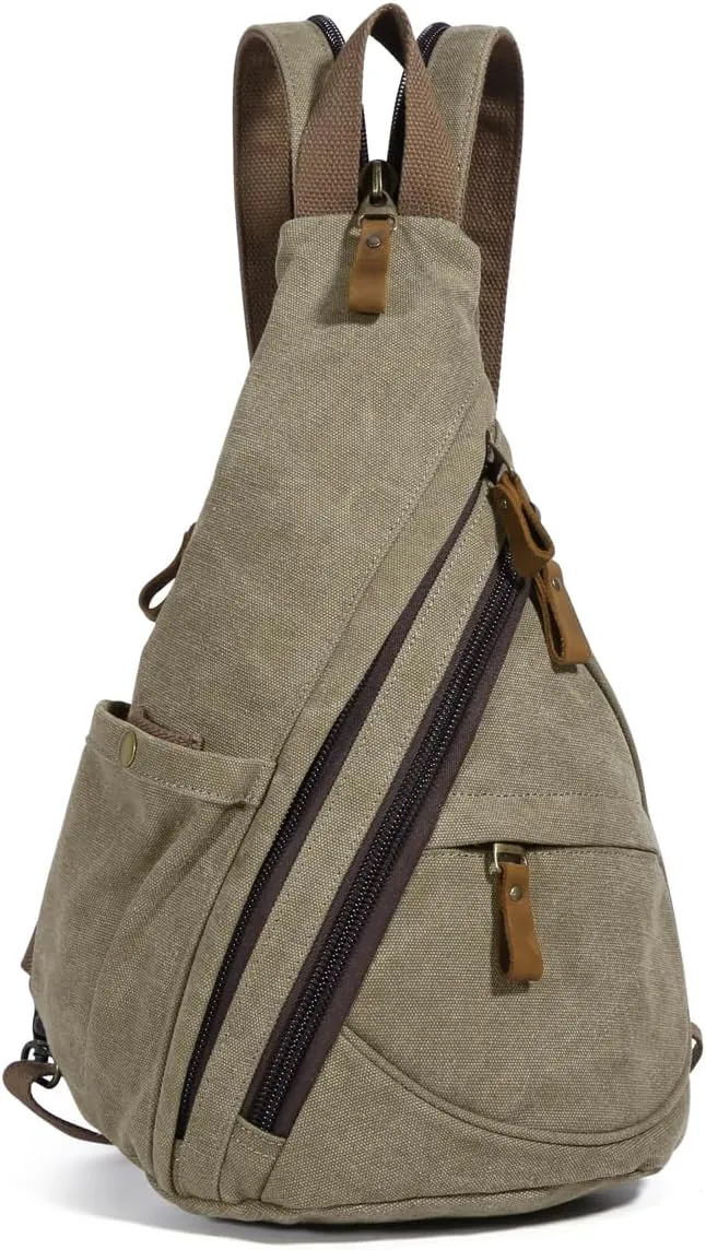 KL928 Canvas Sling Bag - Small Crossbody Backpack Shoulder Casual Daypack Rucksack for Men Women(Large Version)
