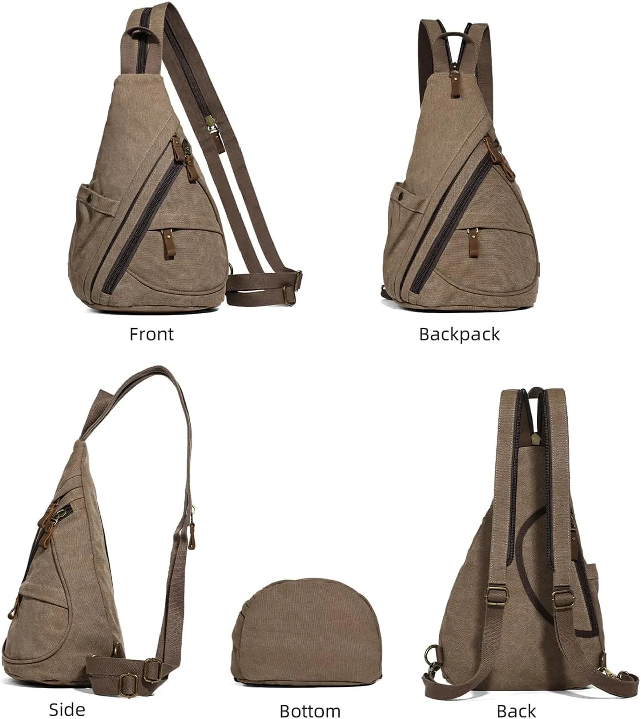 KL928 Canvas Sling Bag - Small Crossbody Backpack Shoulder Casual Daypack Rucksack for Men Women(Large Version)