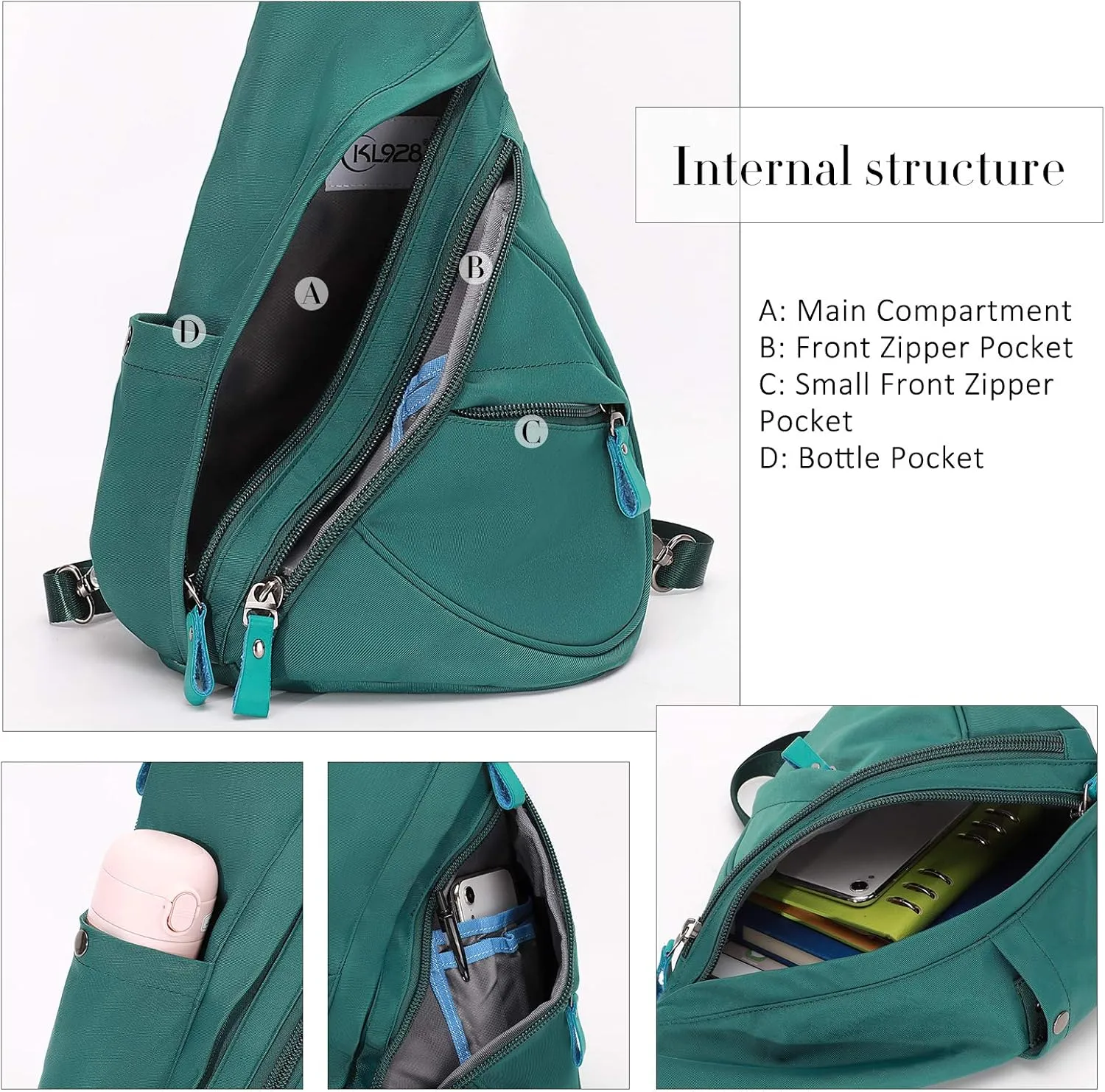 KL928 Nylon Sling Bag - Small Crossbody Backpack Shoulder Casual Daypack Multipurpose Rucksack for Men Women