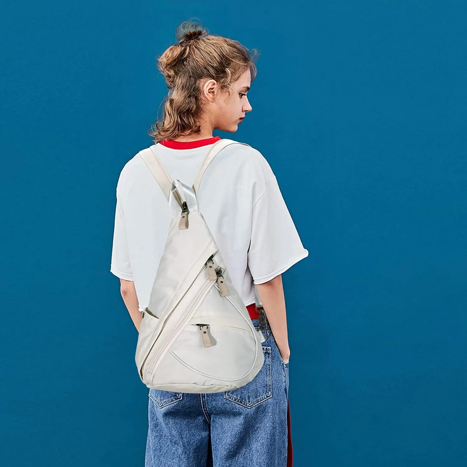 KL928 Nylon Sling Bag - Small Crossbody Backpack Shoulder Casual Daypack Multipurpose Rucksack for Men Women