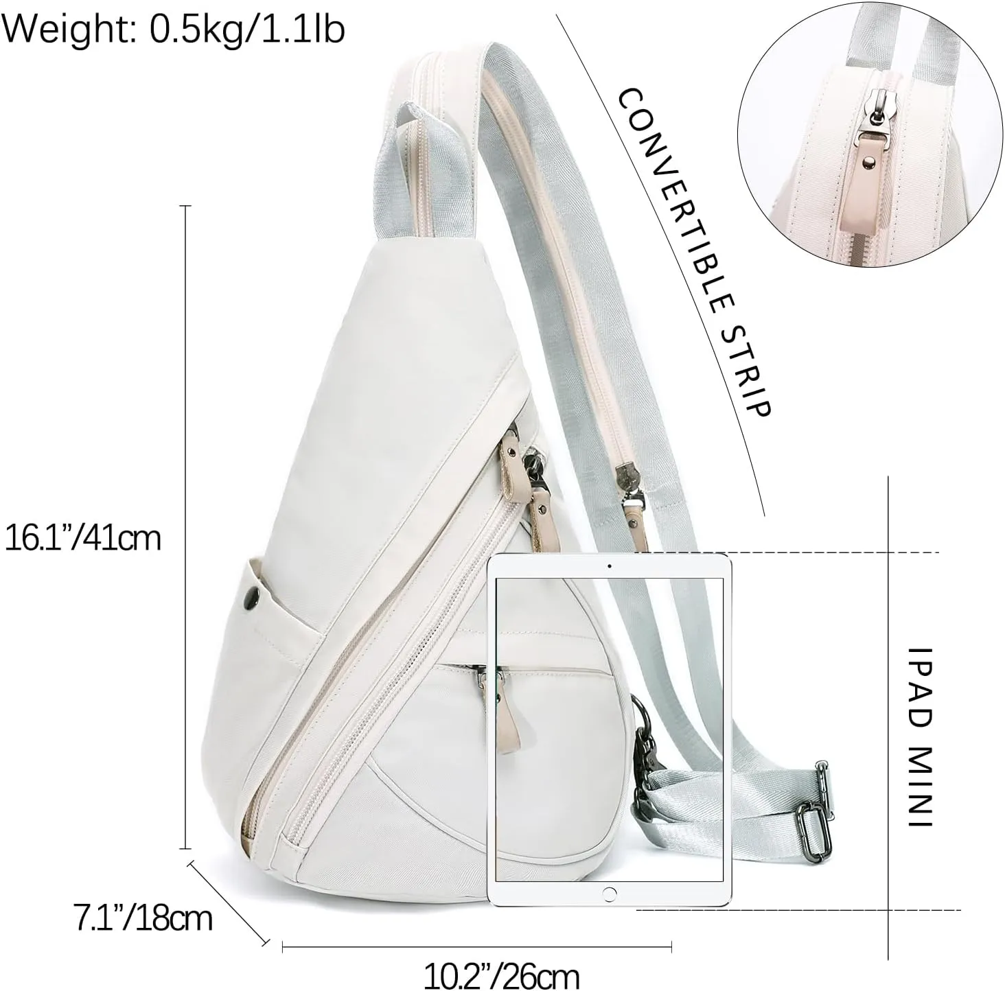 KL928 Nylon Sling Bag - Small Crossbody Backpack Shoulder Casual Daypack Multipurpose Rucksack for Men Women