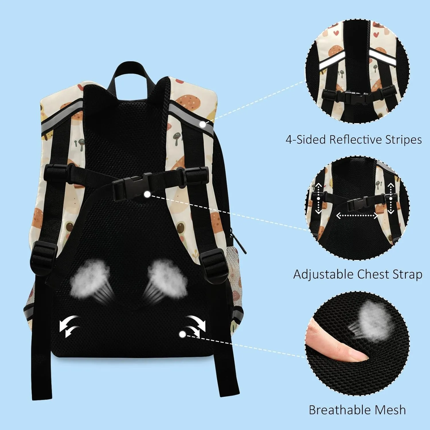 KLL Cute Backpack for Kindergarten Cute Frogs and Personalized Mushrooms Smoke Cute Travel Back Pack School Bag