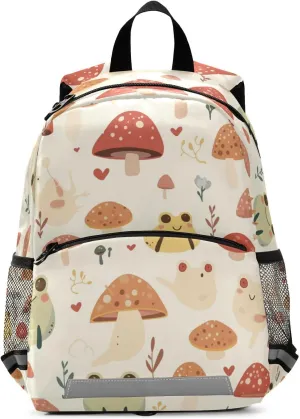 KLL Cute Backpack for Kindergarten Cute Frogs and Personalized Mushrooms Smoke Cute Travel Back Pack School Bag