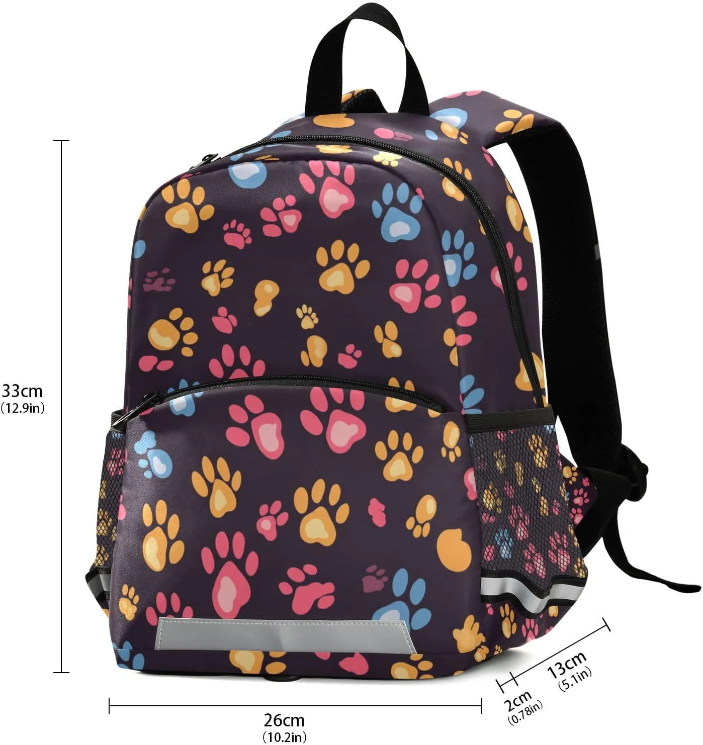 KLL Mini Toddler Backpacks Cute Paws Print Pitch Black Cute Travel Back Pack Bookbags for School