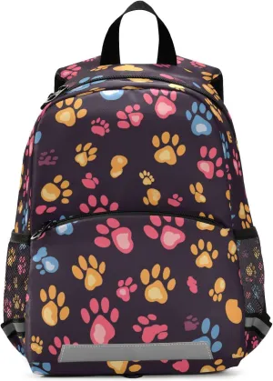 KLL Mini Toddler Backpacks Cute Paws Print Pitch Black Cute Travel Back Pack Bookbags for School