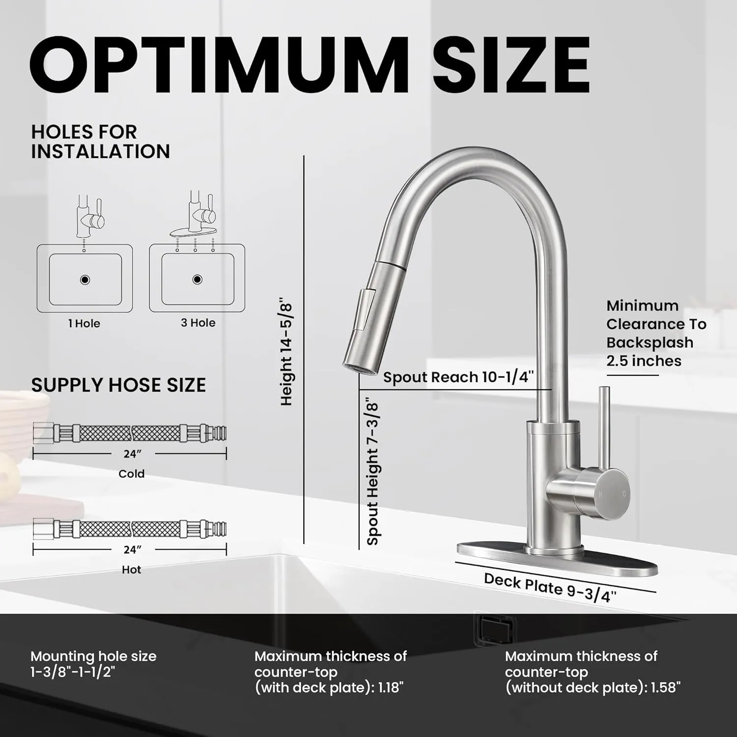 KPW Kitchen Sink Faucet with Sprayer Brushed Nickel Pull Down Kitchen Faucet High Arc Single Handle Stainless Steel 1 or 3 Hole, Kitchen Sink Faucets for Farmhouse Campervan Laundry RV