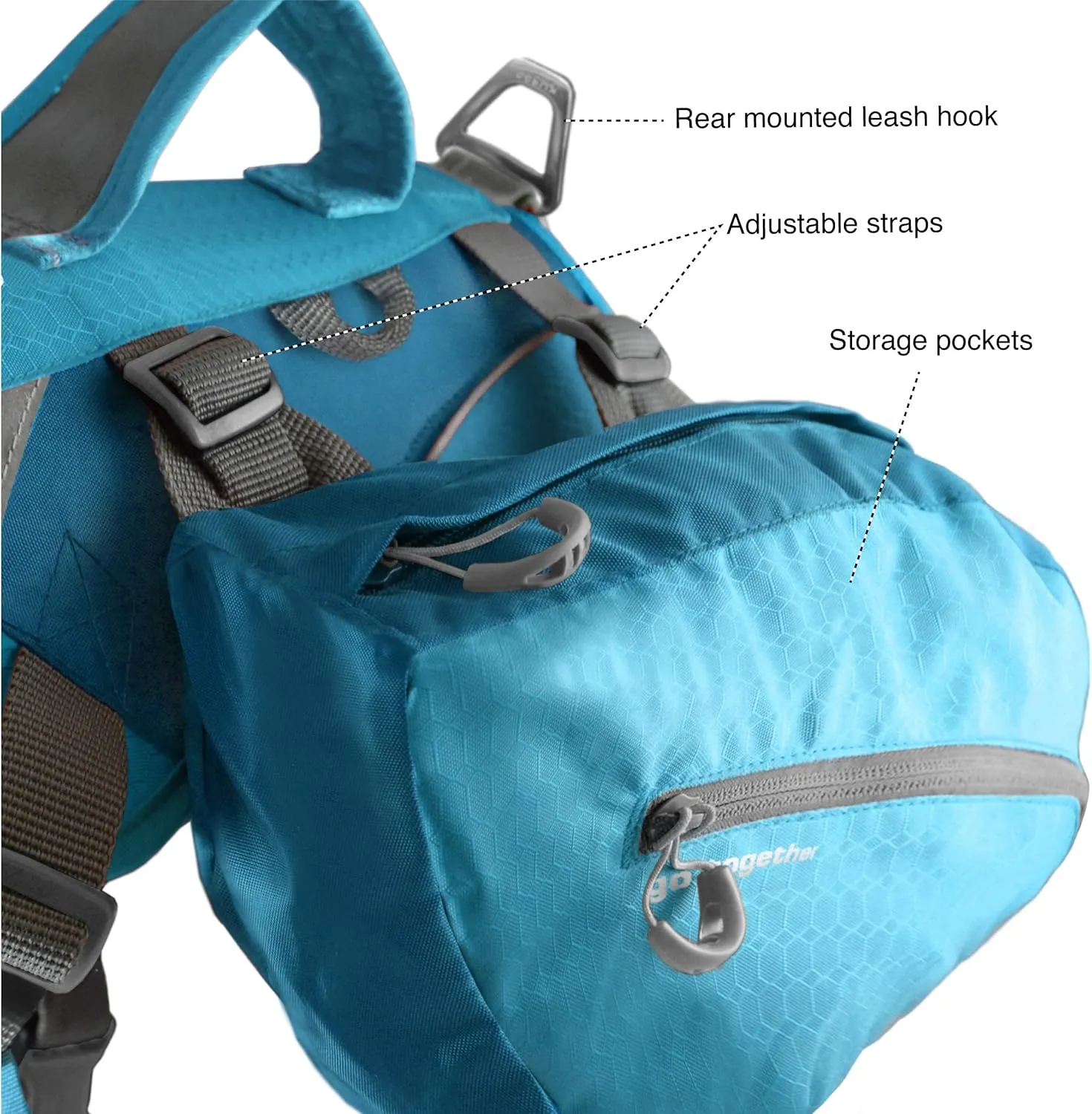 Kurgo Big Baxter Dog Backpack, Dog Saddlebag, Dog Pack, Adjustable Saddlebag for Hiking, Walking, Running, Camping, Chili Red/Barn Red