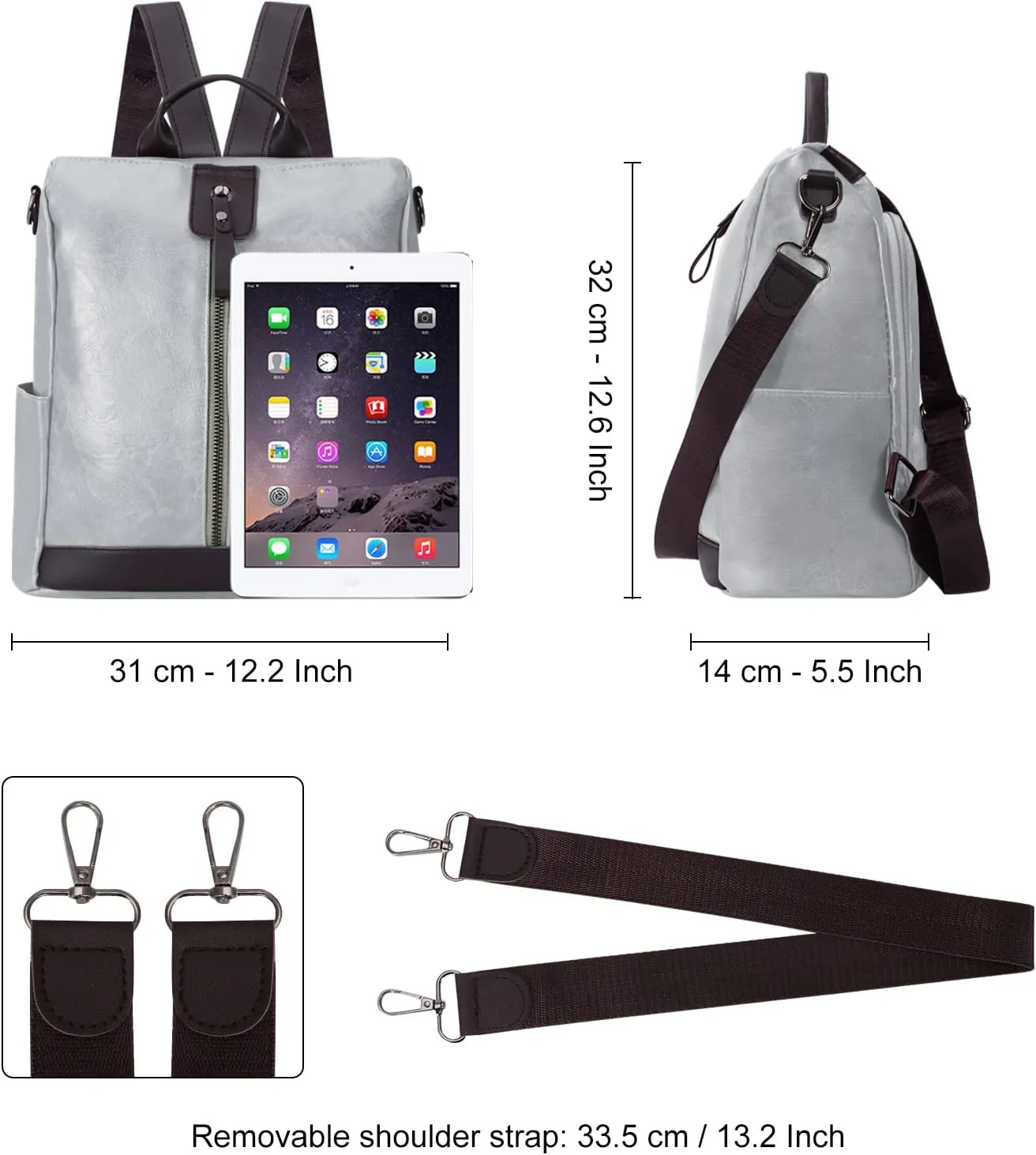 Ladies Anti-Theft Leather Backpack Women Vintage Shoulder Bag Travel Rucksack Womens Casual Daypacks Working Bags Multi Pocket Soft Leather Lightweight 20L