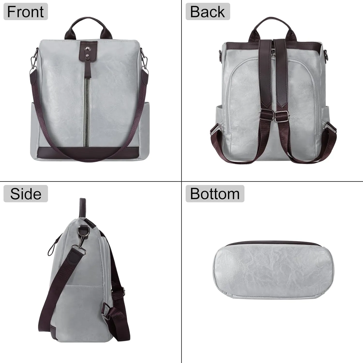 Ladies Anti-Theft Leather Backpack Women Vintage Shoulder Bag Travel Rucksack Womens Casual Daypacks Working Bags Multi Pocket Soft Leather Lightweight 20L