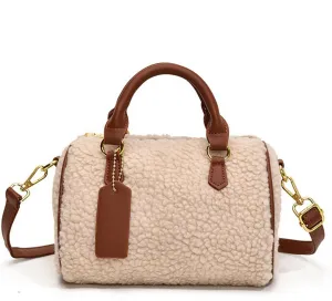 Lamb Wool Handbag for Women Soft Plush Shoulder Bag Fluffy Tote Bag Crossbody Bag Furry Top Handle Bag Boston Bag
