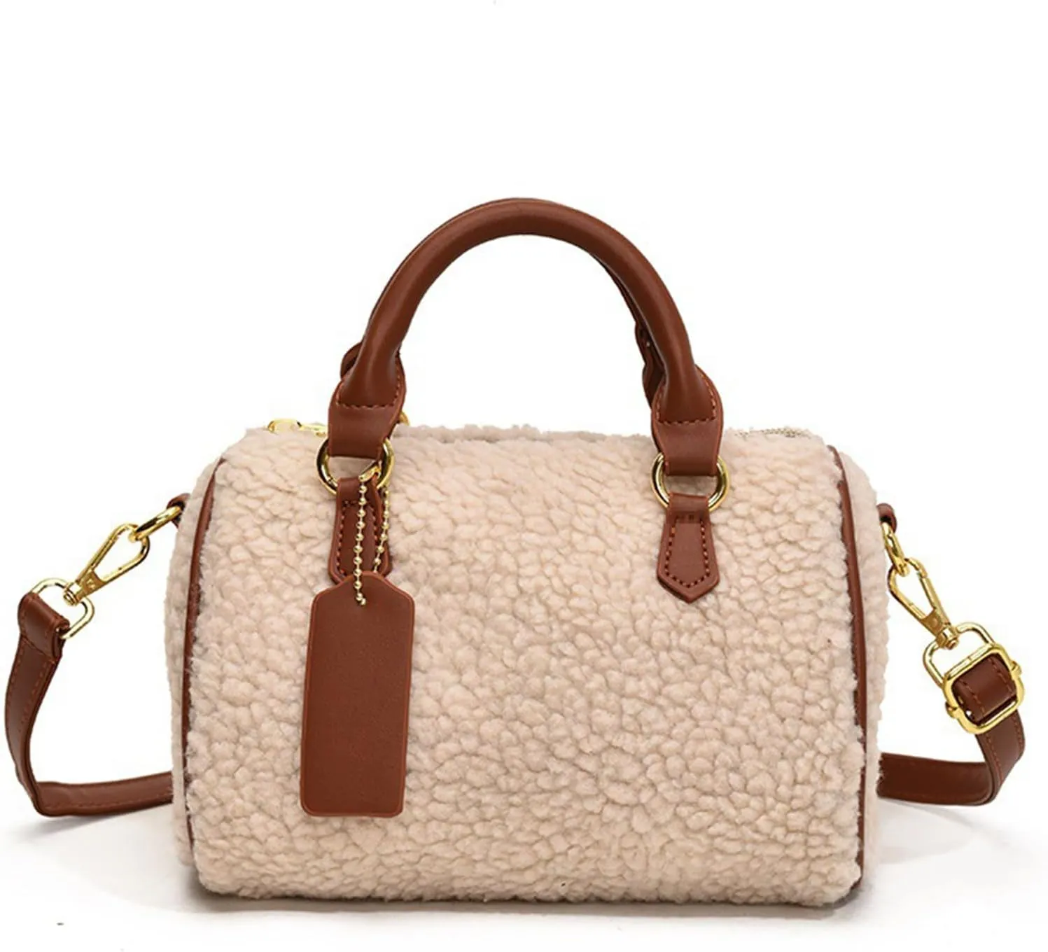 Lamb Wool Handbag for Women Soft Plush Shoulder Bag Fluffy Tote Bag Crossbody Bag Furry Top Handle Bag Boston Bag