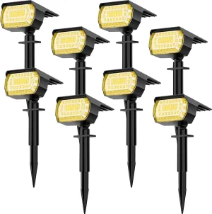LANSOW Solar Spot Lights Outdoor, [8 Pack/57 LED] 2-in-1 Solar Landscape Spotlights, 3 Modes IP65 Waterproof Dusk to Dawn Solar Powered Flood Wall Lights for Outside Yard Garden Pathway(Warm White)