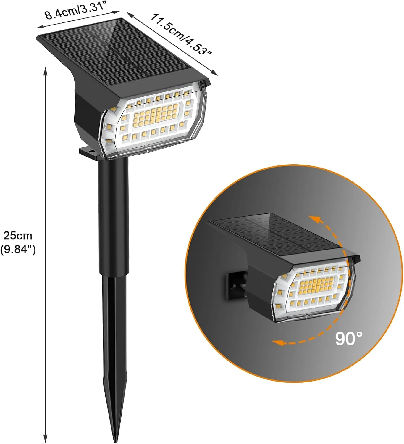 LANSOW Solar Spot Lights Outdoor, [8 Pack/57 LED] 2-in-1 Solar Landscape Spotlights, 3 Modes IP65 Waterproof Dusk to Dawn Solar Powered Flood Wall Lights for Outside Yard Garden Pathway(Warm White)