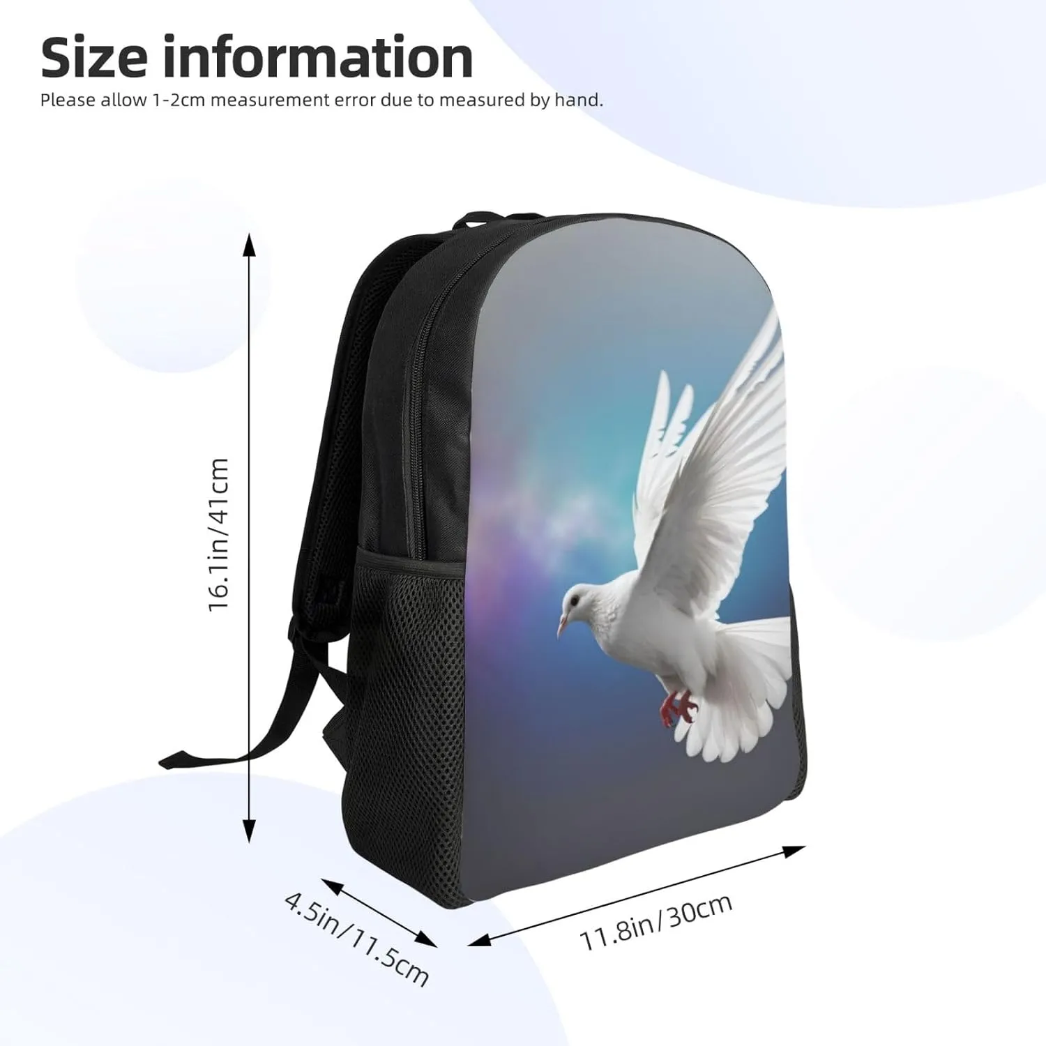 Laptop Backpack 16.1 Inch with Compartment Peace Dove Laptop Bag Lightweight Casual Daypack for Travel