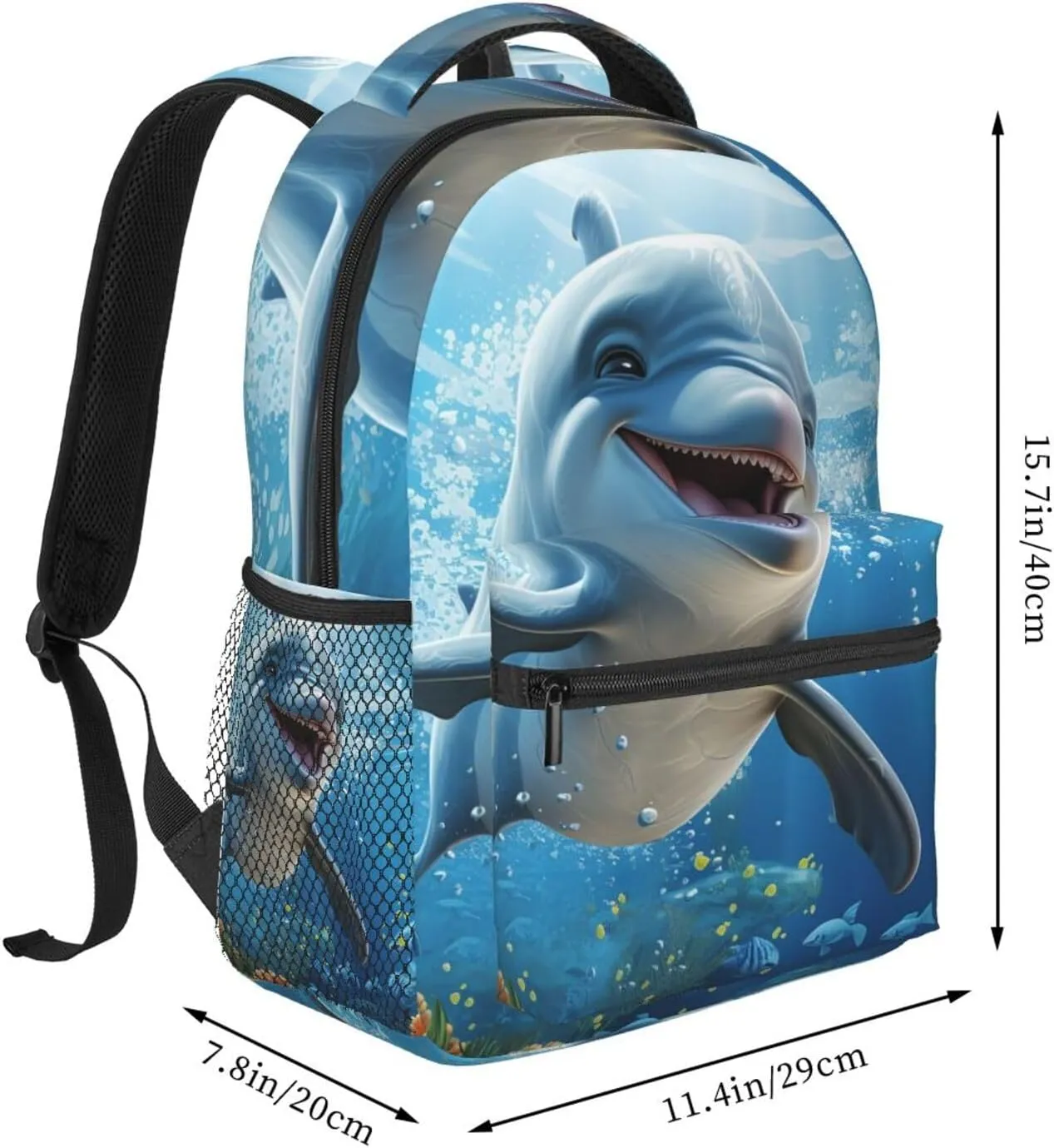 Laptop Backpack for Men Women Lightweight Travel Daypack Cartoon Dolphin Backpack Rucksack for Work