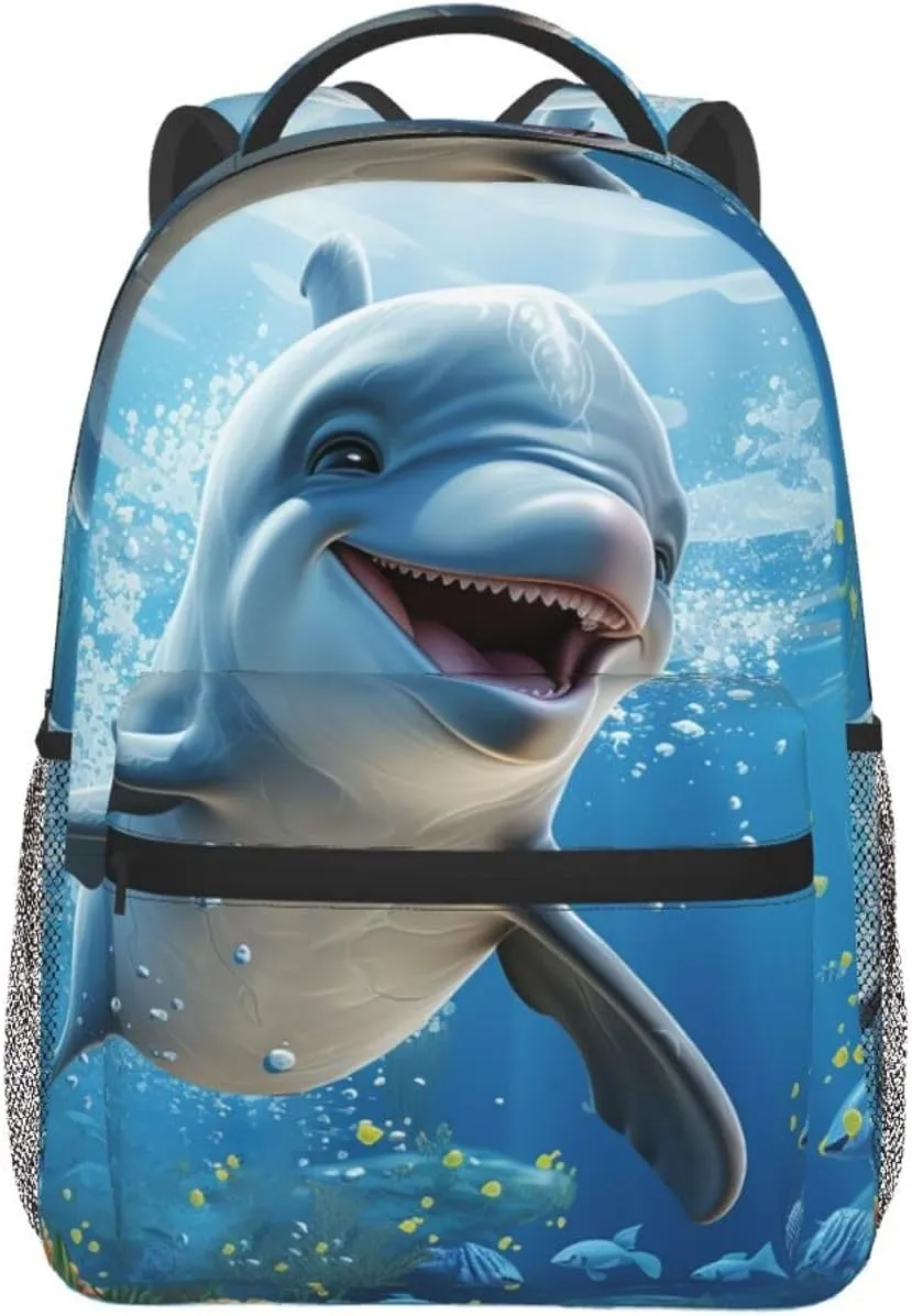 Laptop Backpack for Men Women Lightweight Travel Daypack Cartoon Dolphin Backpack Rucksack for Work