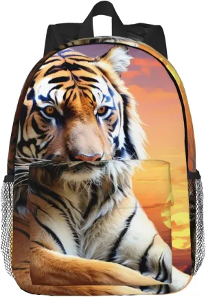 Laptop Backpack Lightweight Backpack for Men Women Daypack Tiger Colorful Sunset Laptop Bag Casual Backpack for Travel