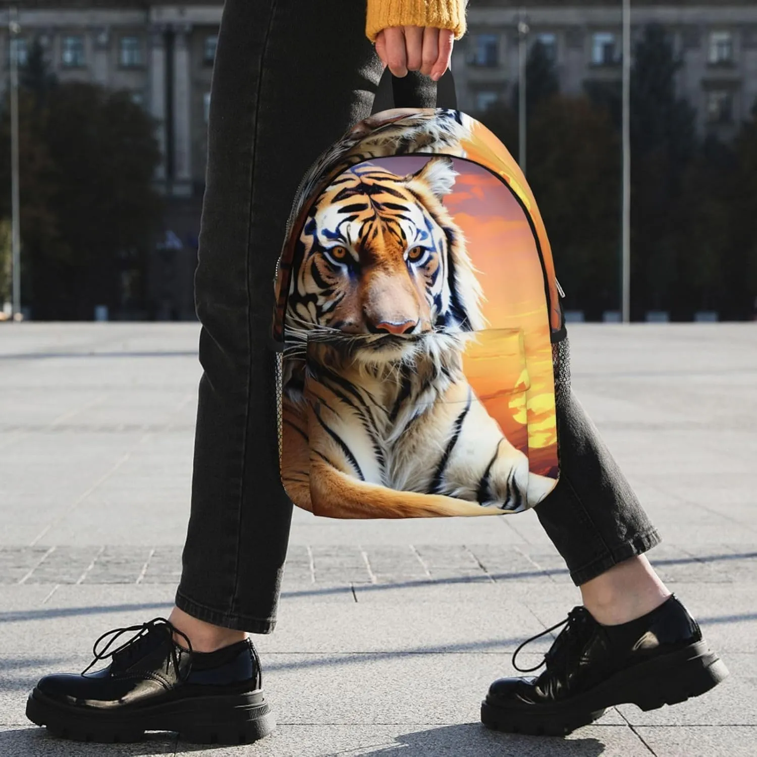 Laptop Backpack Lightweight Backpack for Men Women Daypack Tiger Colorful Sunset Laptop Bag Casual Backpack for Travel