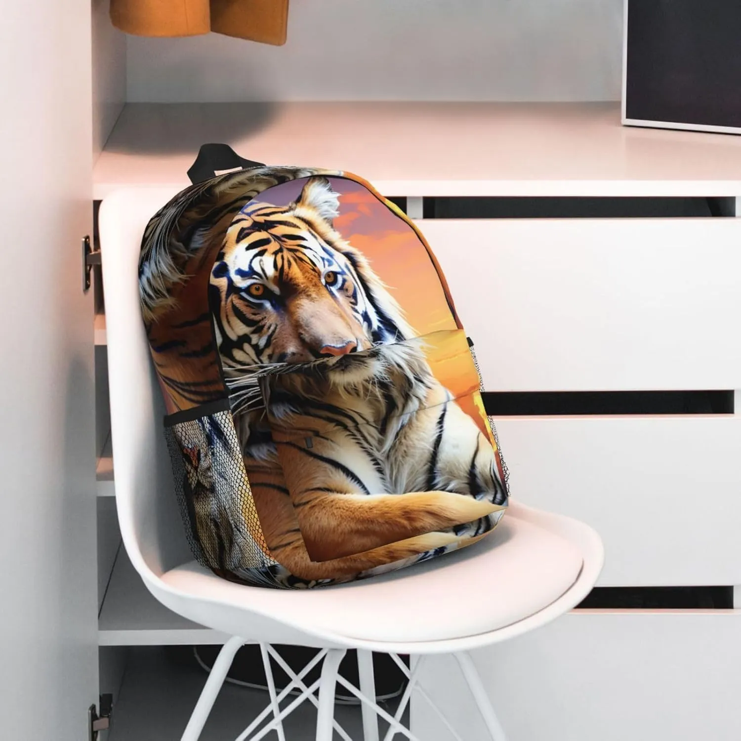 Laptop Backpack Lightweight Backpack for Men Women Daypack Tiger Colorful Sunset Laptop Bag Casual Backpack for Travel