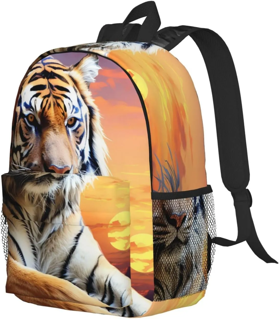 Laptop Backpack Lightweight Backpack for Men Women Daypack Tiger Colorful Sunset Laptop Bag Casual Backpack for Travel