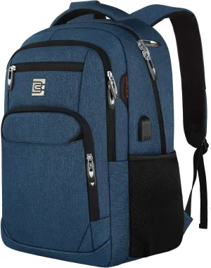 Laptop Backpack,Business Travel Anti Theft Slim Durable Laptops Backpack with USB Charging Port,Water Resistant College Computer Bag for Women & Men Fits 15.6 Inch Laptop and Notebook - Blue
