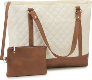 Laptop Tote Bag for Women, 15.6 Inch Computer Shoulder Bag Teacher Work Bag Travel Purse with Small Pouch VONXURY