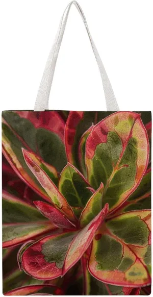 Large Canvas Shopping Bag,Succulent Plant Leaves Print Cotton Tote Bag,practical Large Capacity Tote Bag,ladies Tote Bag