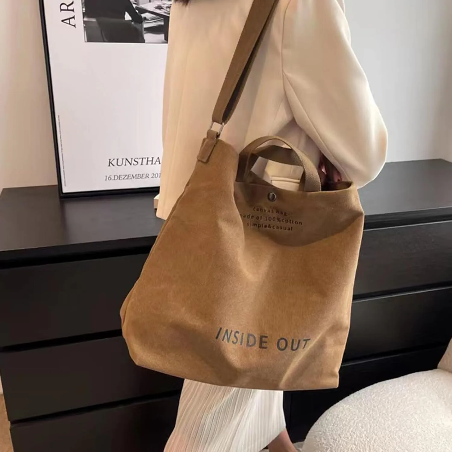 Large Canvas Tote Bag For Women Handbags Casual Shoulder Bag Crossbody Top Handle Bag Cross-body Handbags