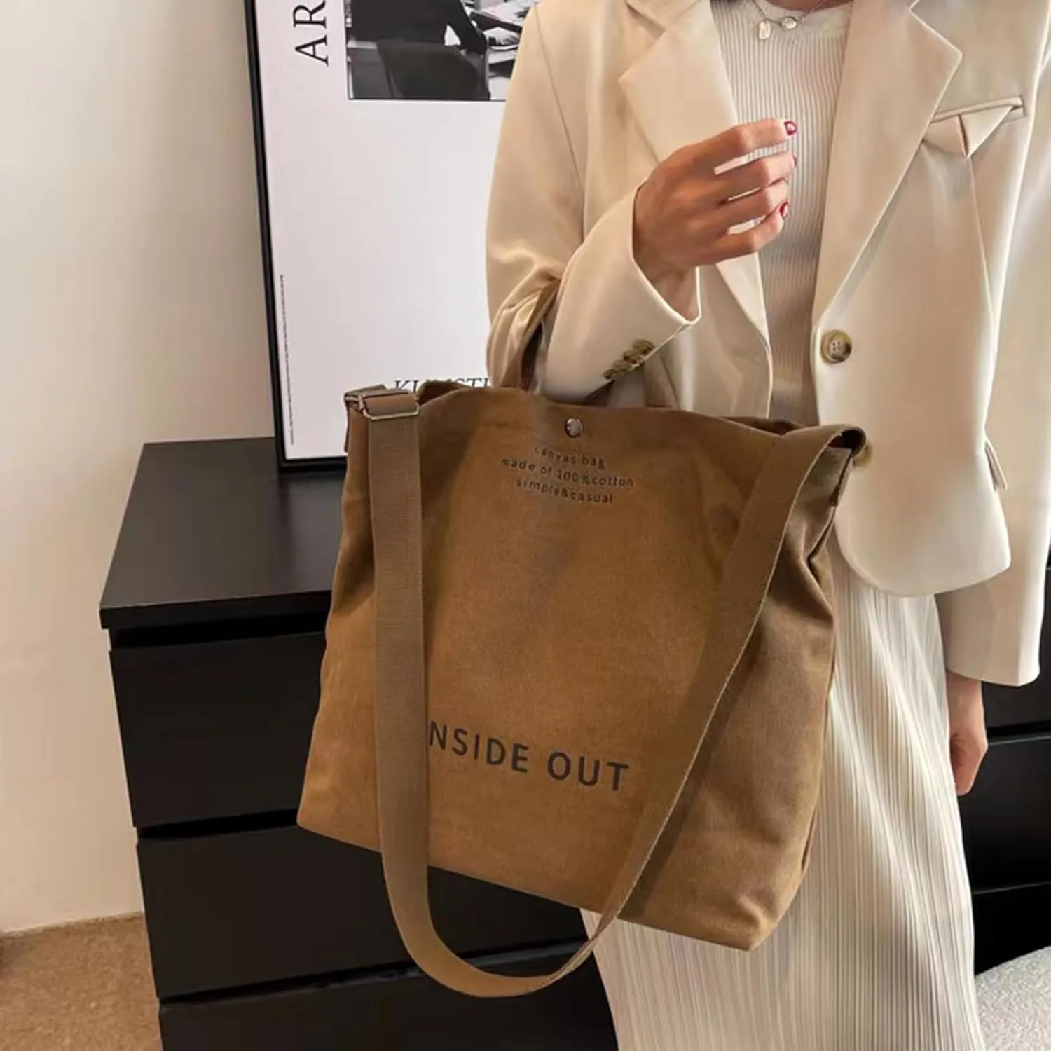Large Canvas Tote Bag For Women Handbags Casual Shoulder Bag Crossbody Top Handle Bag Cross-body Handbags