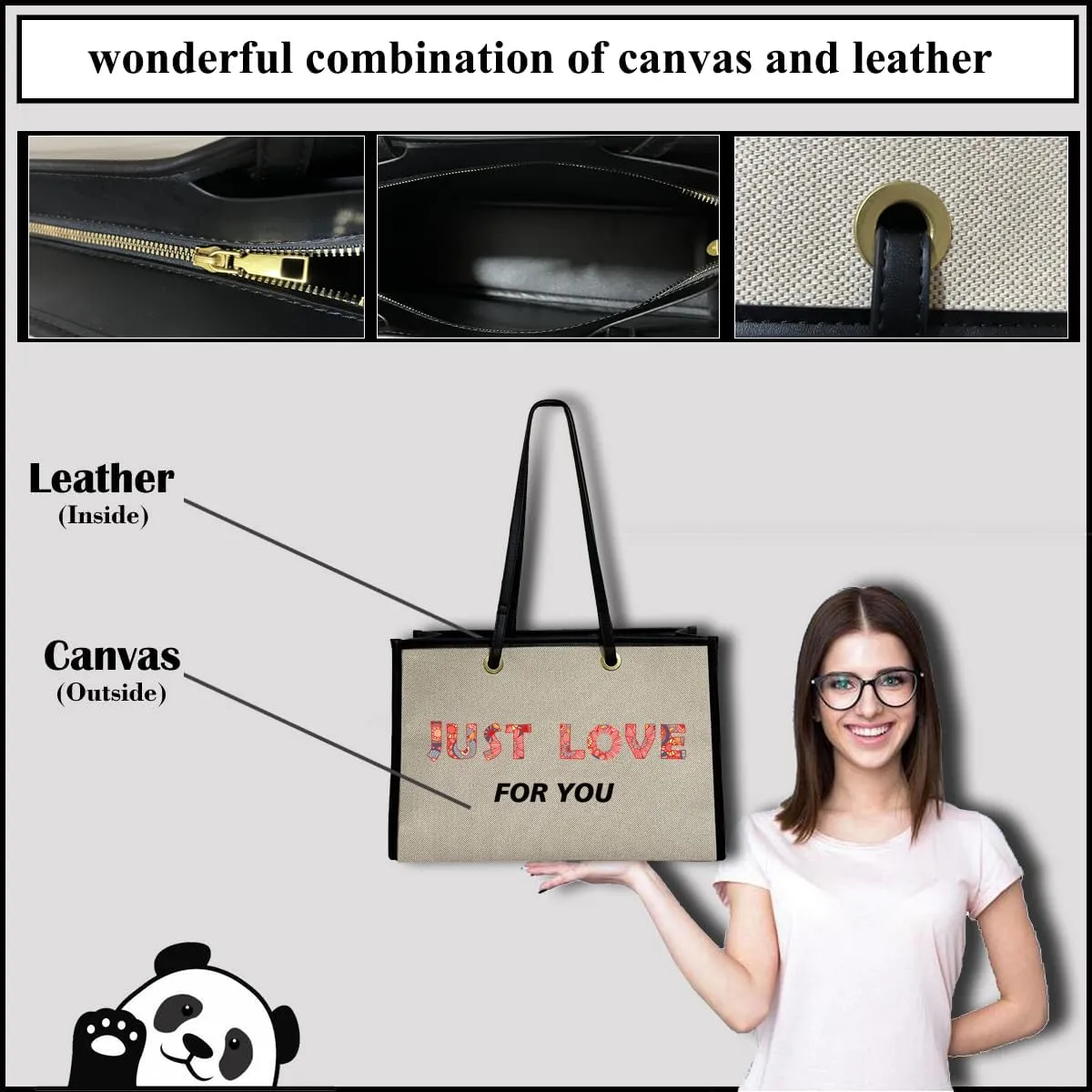Large Canvas Tote Bag,Wife Friend Couples Bride Bridal Shower Mom Grandma Personalized Gifts