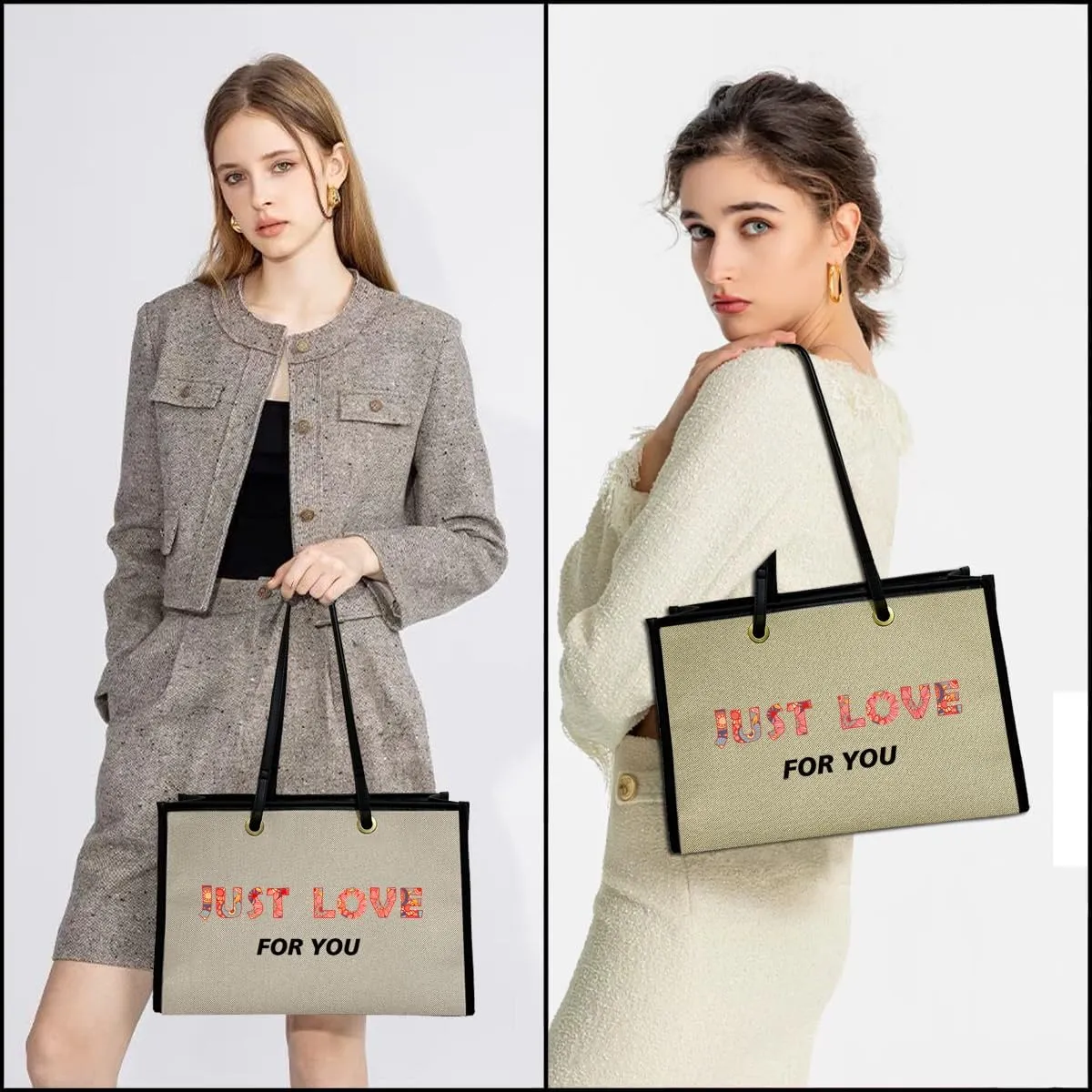 Large Canvas Tote Bag,Wife Friend Couples Bride Bridal Shower Mom Grandma Personalized Gifts