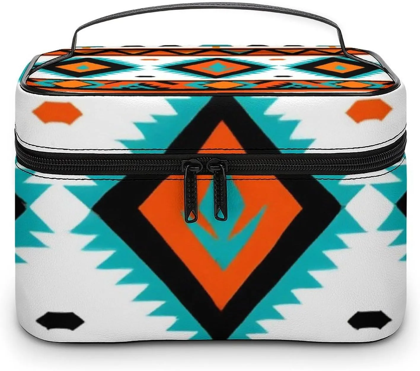 Large Capacity Makeup Bag for Women, Multifunctional Portable Cosmetic Case Indiana Western Southwest Tribal Ethnic Aztec Geometric Toiletry Organizer Bag Travel Accessories