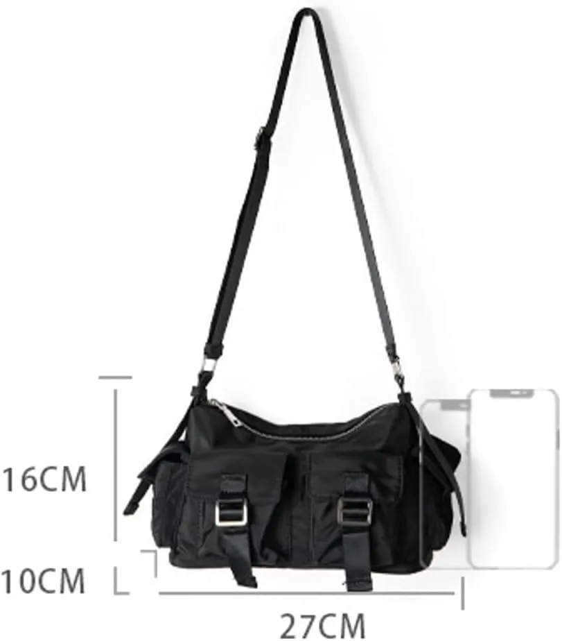 Large Nylon Hobo Tote with Multi Pockets Shoulder & Crossbody Messenger Top-Handle Handbag Purse for Women