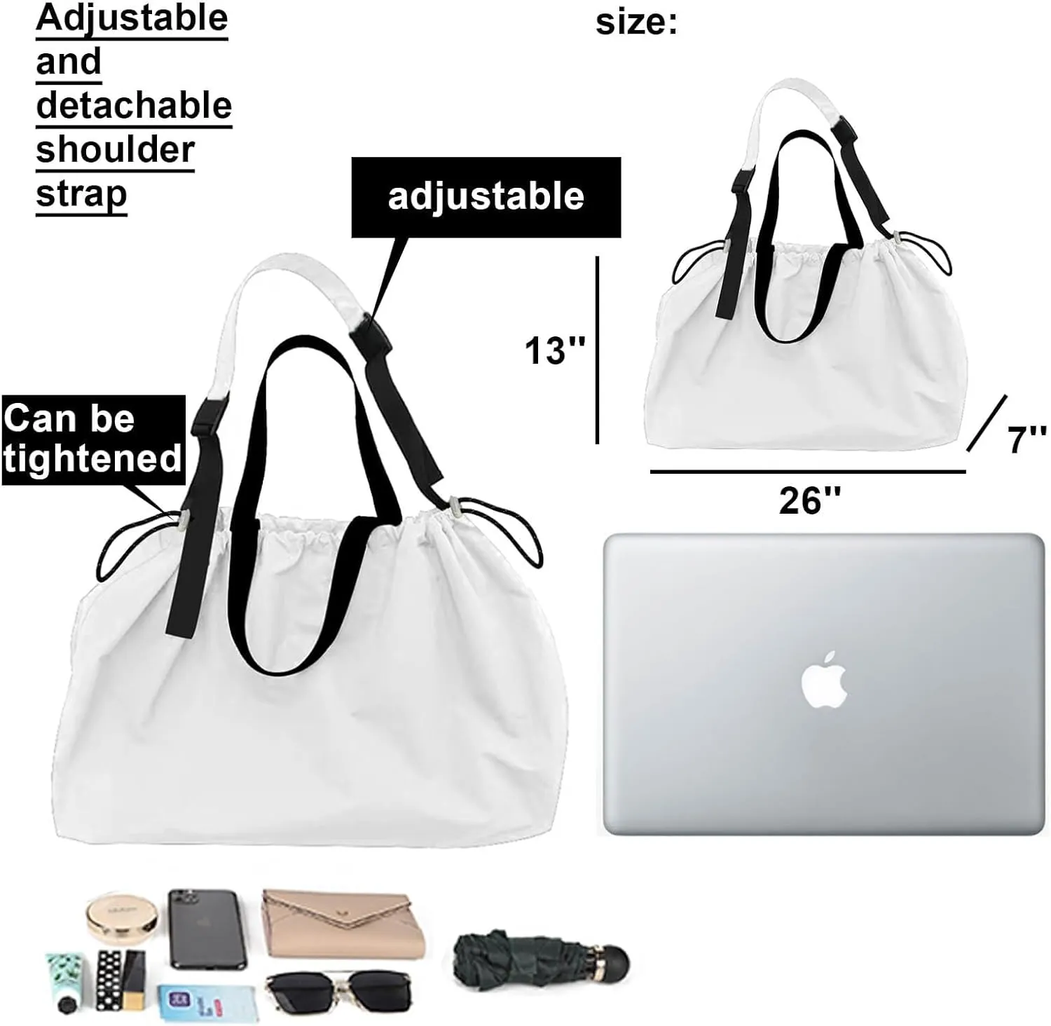 Large Shoulder With Zipper And Pockets For College Work Travel Shopping Lightweight Tote For Women And Man