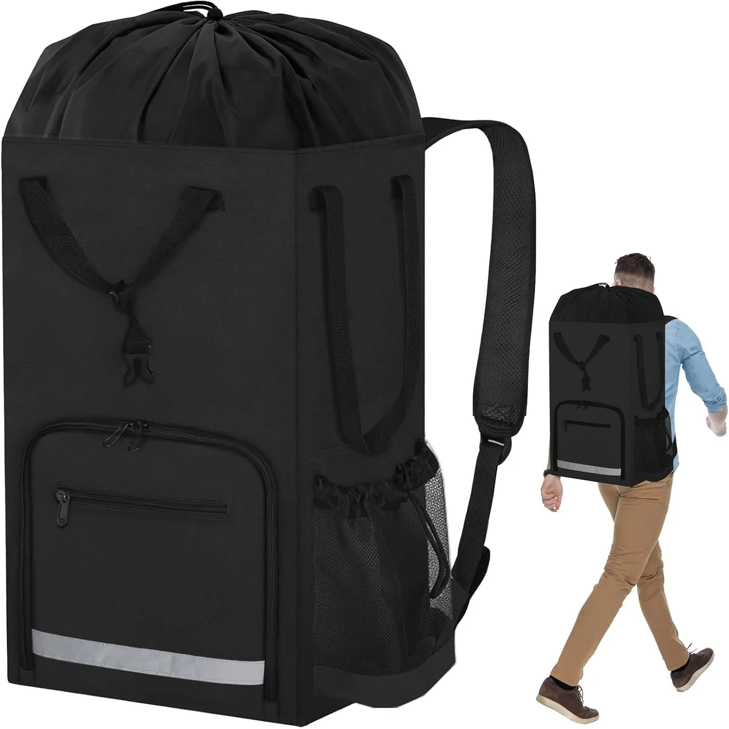 Laundry Bag Backpack,Extra Large Portable Freestanding Laundry Basket for College Dorm Essentials with Padded Shoulder Straps