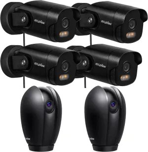 LaView Security Indoor Camera 2 Pack & Outdoor Camera 4 Pack, Camera Outdoor with Color Night Vision, IP66 Waterproof, Indoor Camera HD 1080P Motion Detection, Include 2 SD Cards, Two-Way Audio