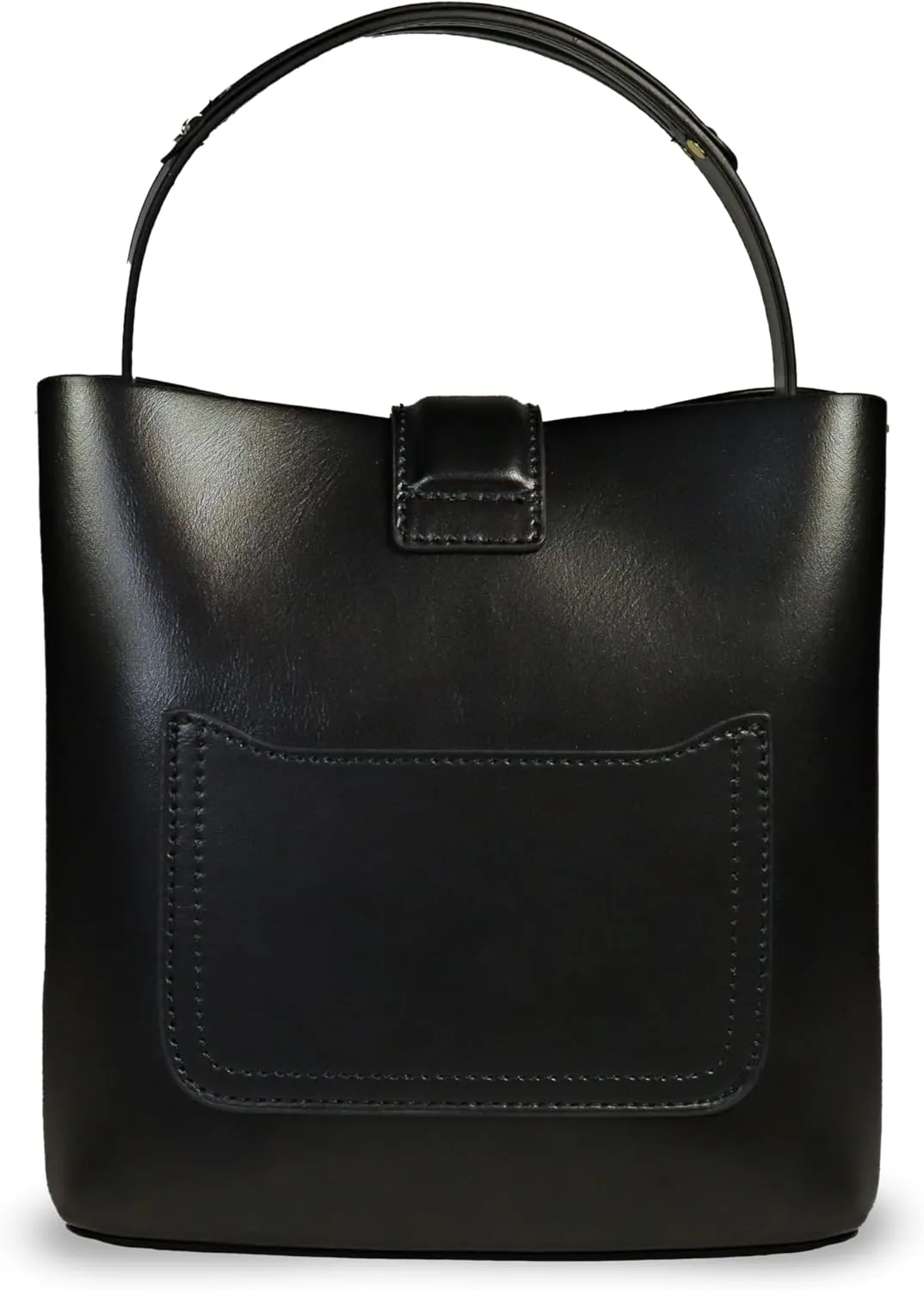 Leather Bucket Bag for Women - Black and Brown Genuine Leather Medium Size Purses