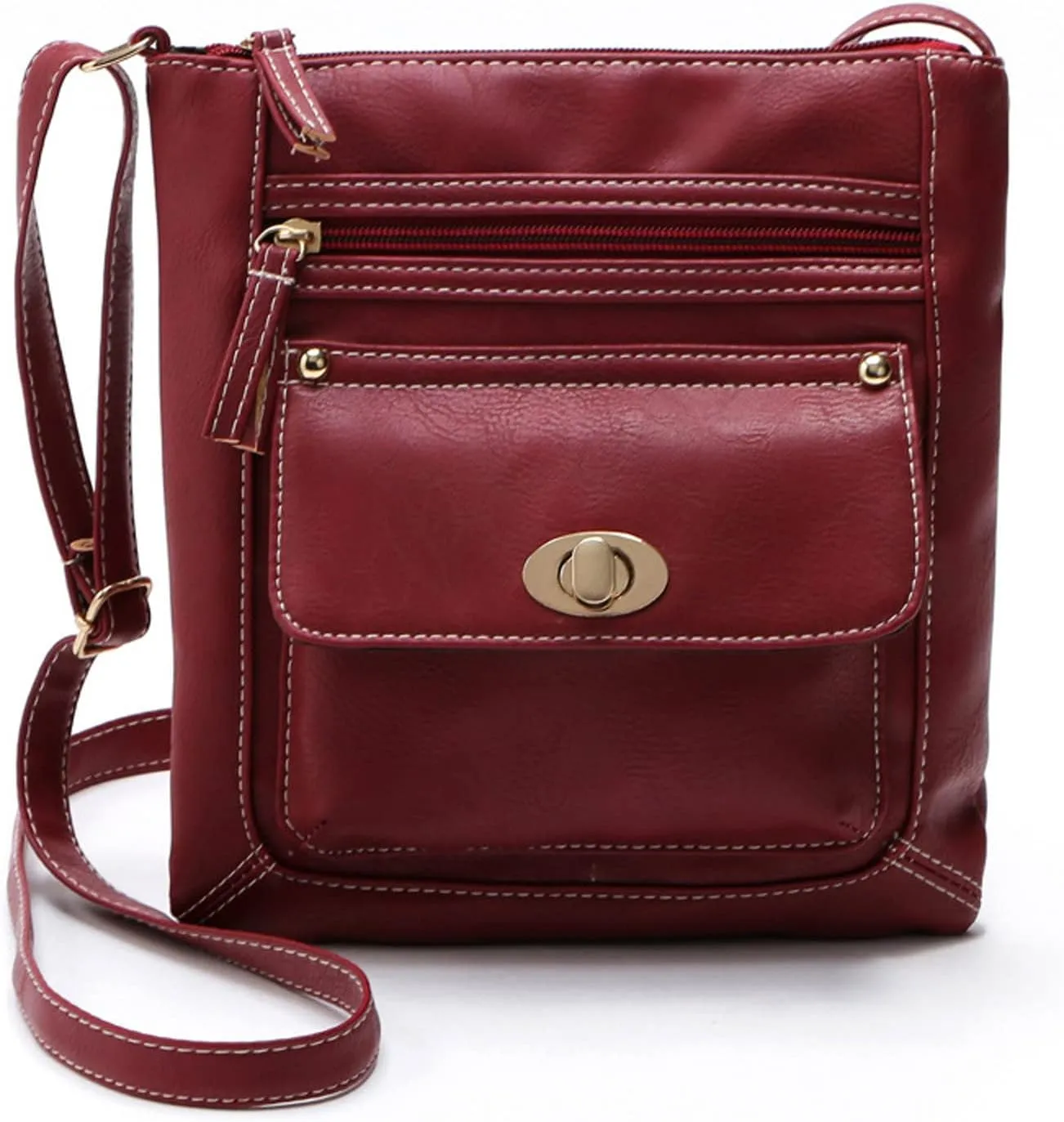 Leather Crossbody Bags for Women Ladies Fashion Solid Color Leather Large Capacity Adjustable Shoulder Belt