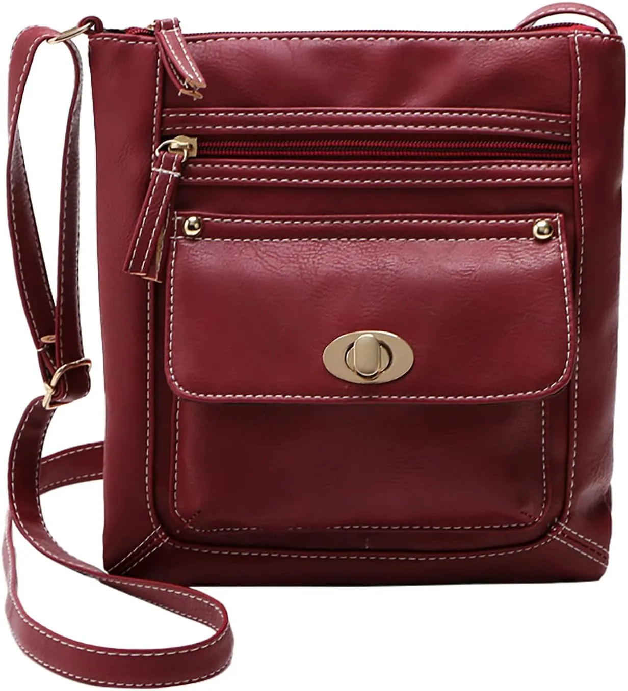 Leather Crossbody Bags for Women Ladies Fashion Solid Color Leather Large Capacity Adjustable Shoulder Belt