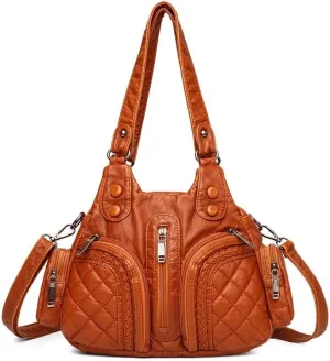 Leather Crossbody Purse Multi Pockets Shoulder Retro Hobo Top Handle Women’s Tote Handbag