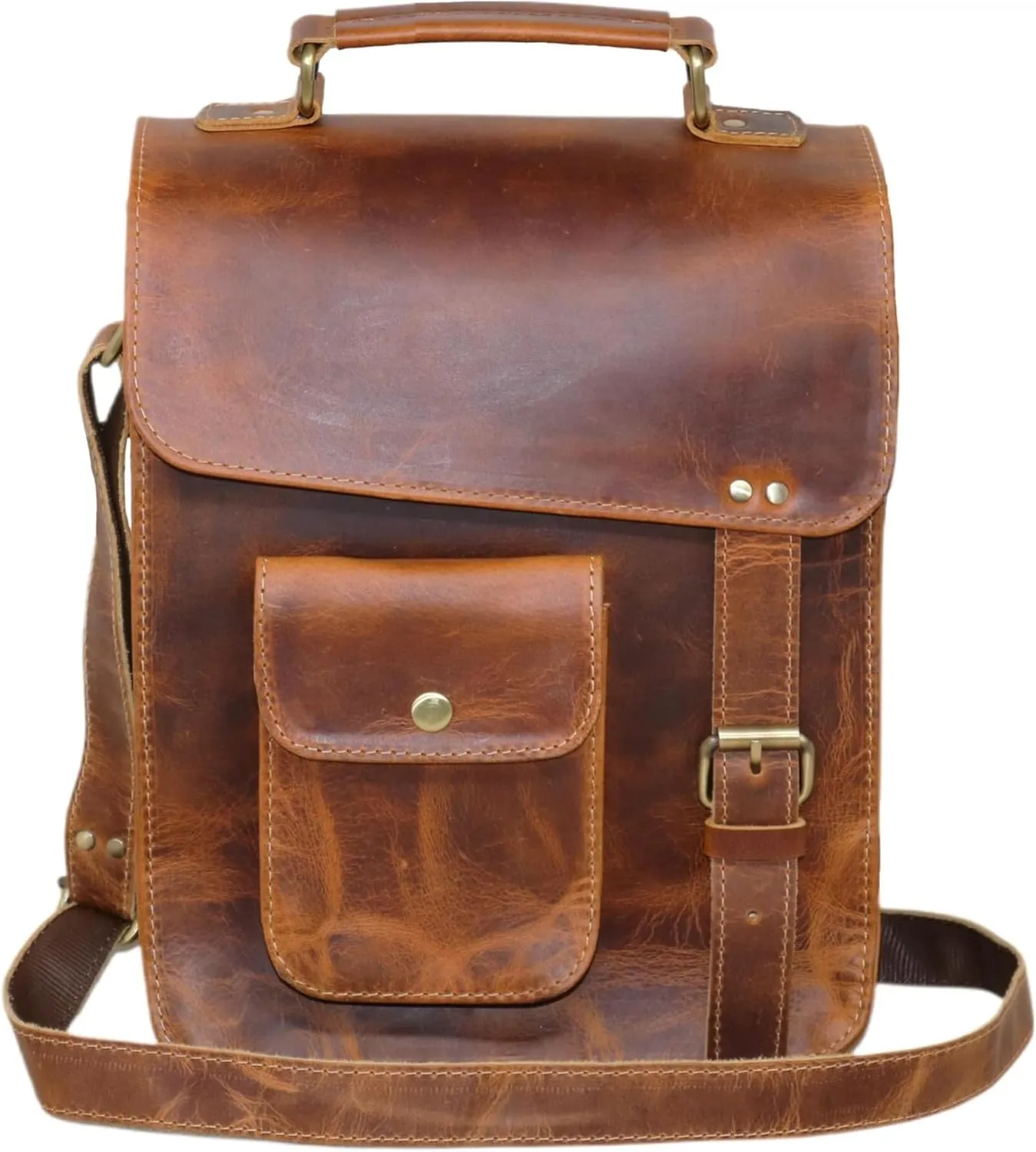 Leather Messenger Laptop Case Office Briefcase Distressed Shoulder Gift For Men Computer
