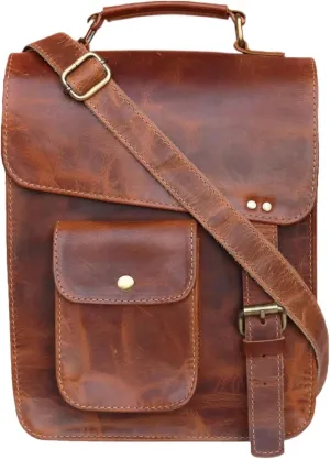 Leather Messenger Laptop Case Office Briefcase Distressed Shoulder Gift For Men Computer