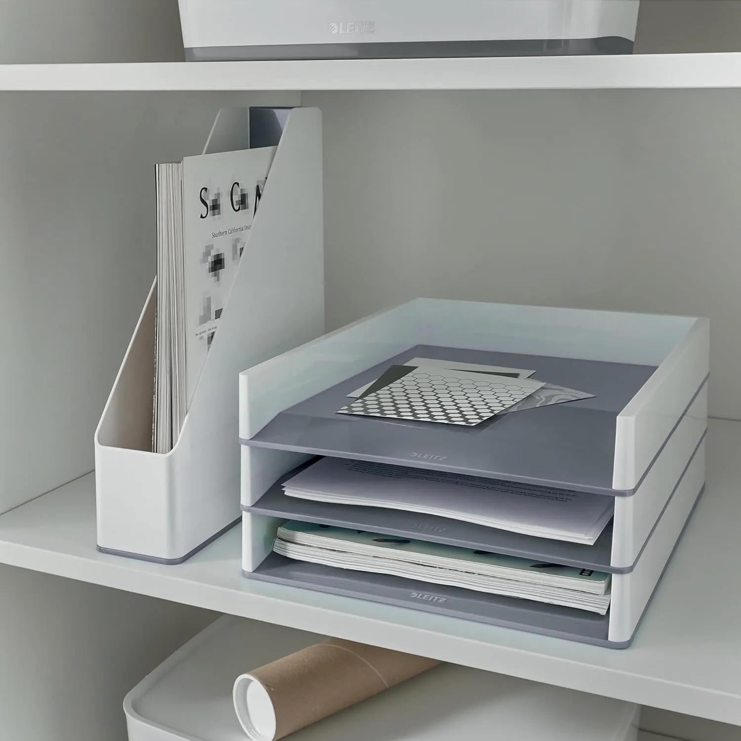 Leitz A4 Letter Tray, White/Grey, WOW Range, 53611001