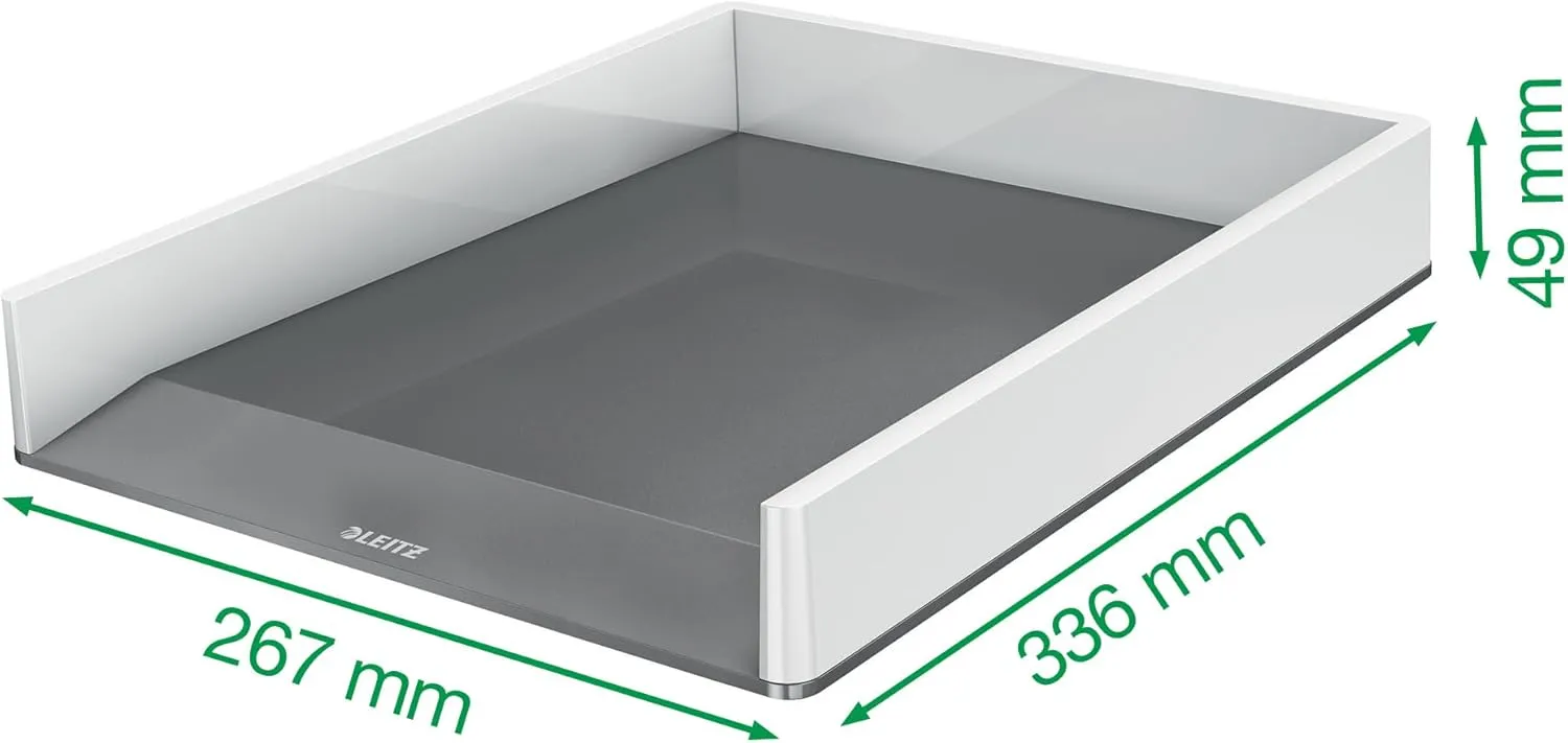 Leitz A4 Letter Tray, White/Grey, WOW Range, 53611001