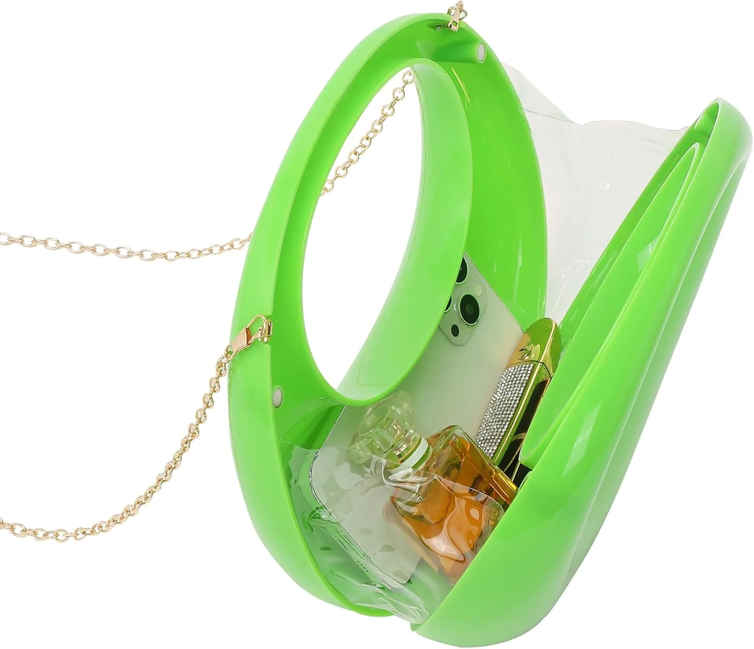 LETODE Acrylic Clutch Purses for Women Evening Handbag Top-handle Moon Hobo Bag