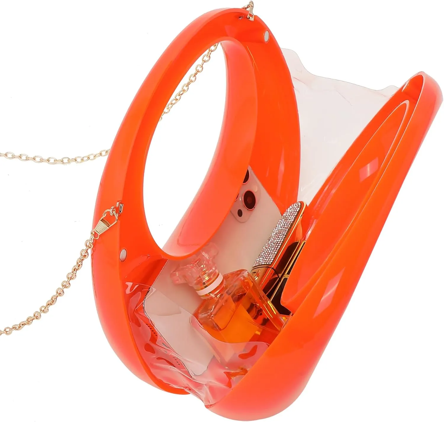 LETODE Acrylic Clutch Purses for Women Evening Handbag Top-handle Moon Hobo Bag