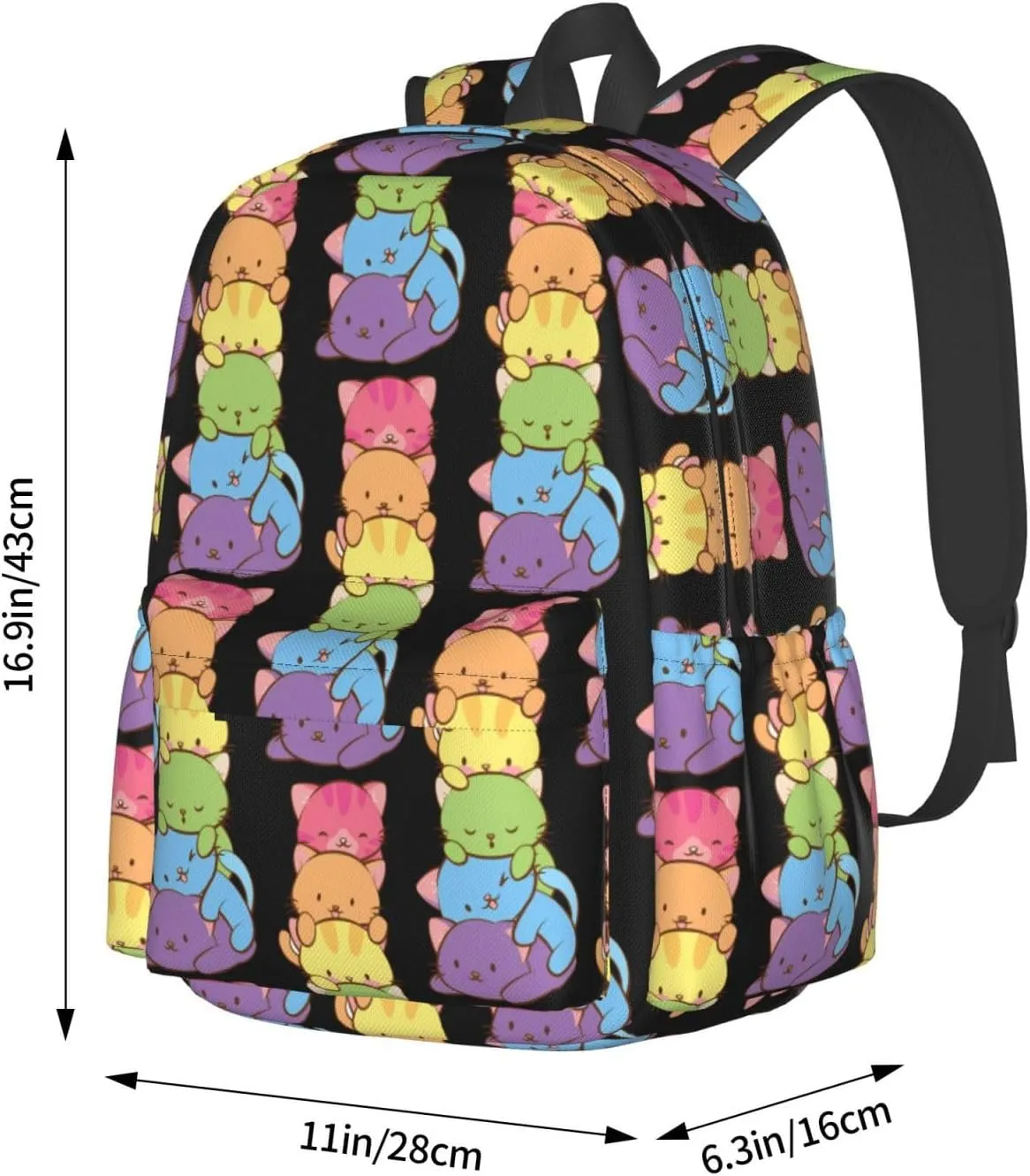 Lgbt Pride Rainbow Gay Cats Laptop Backpack Shoulder Bag Laptop Pack Travel Backpacks Commuter Back Pack Casual Daypack Bags With Side Pockets