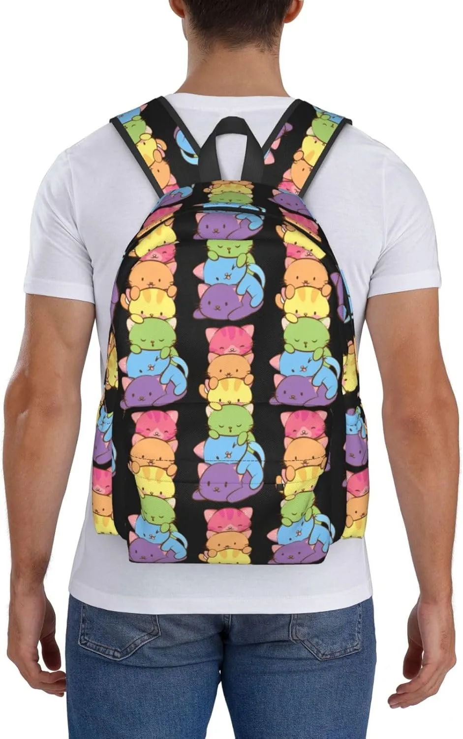 Lgbt Pride Rainbow Gay Cats Laptop Backpack Shoulder Bag Laptop Pack Travel Backpacks Commuter Back Pack Casual Daypack Bags With Side Pockets