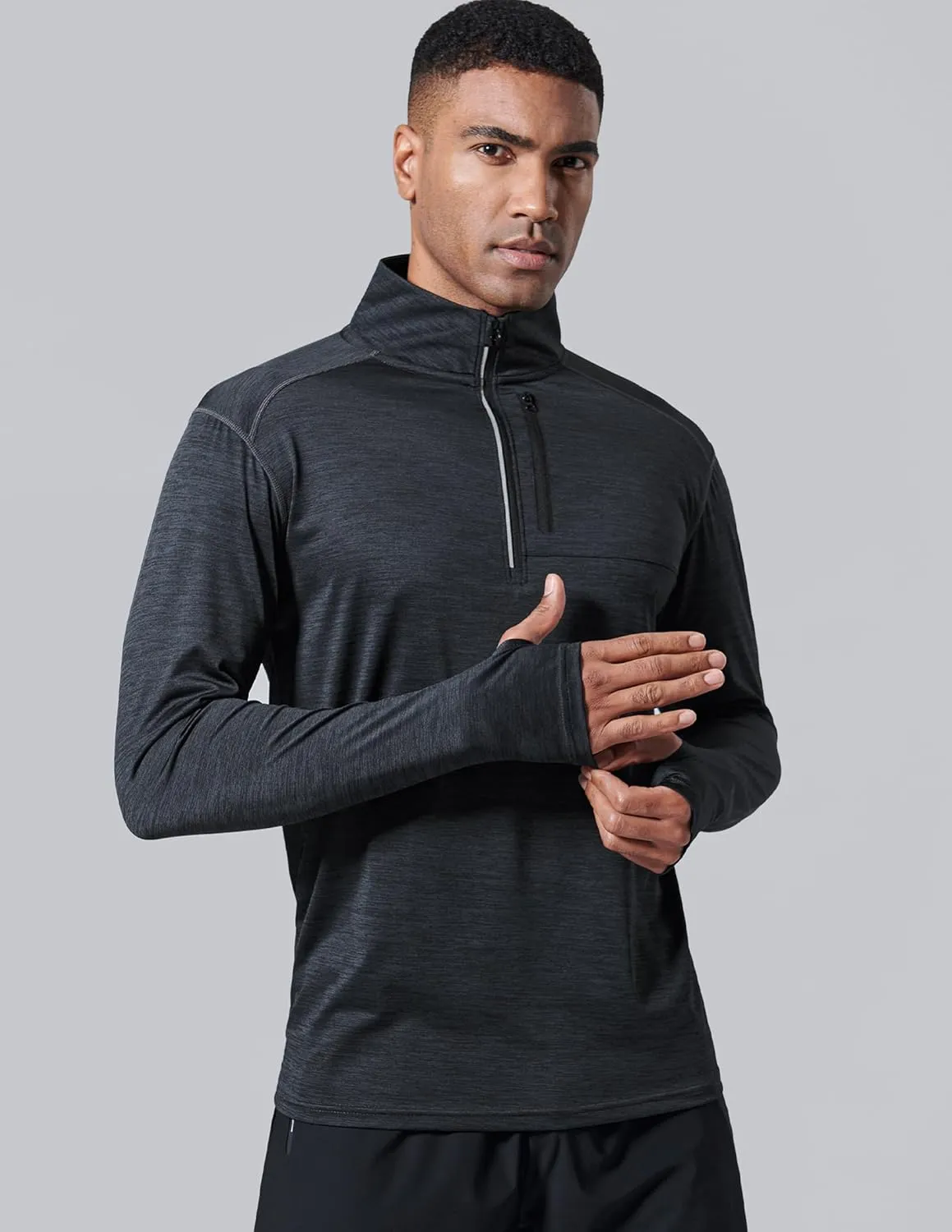 Liberty Imports 3-Pack Men’s Quarter-Zip Pullover Lightweight Long Sleeve Athletic Jackets Performance Workout Running Shirts